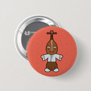 Badge Rond 5 Cm Japonais Biwa Man Yokai