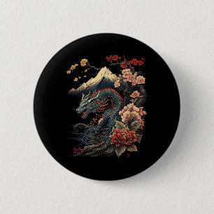 Badge Rond 5 Cm Japonais esthétique Dragon japonais Art japonais T
