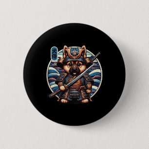 Badge Rond 5 Cm Japonais Samurai Chien Tattoo, berger allemand Kaw