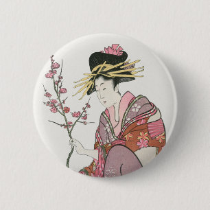Badge Rond 5 Cm Japonaise vintage Peinture art bois prin