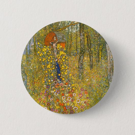 Badge Rond 5 Cm Jardin agricole Gustav Klimt avec Crucifix (Devant)