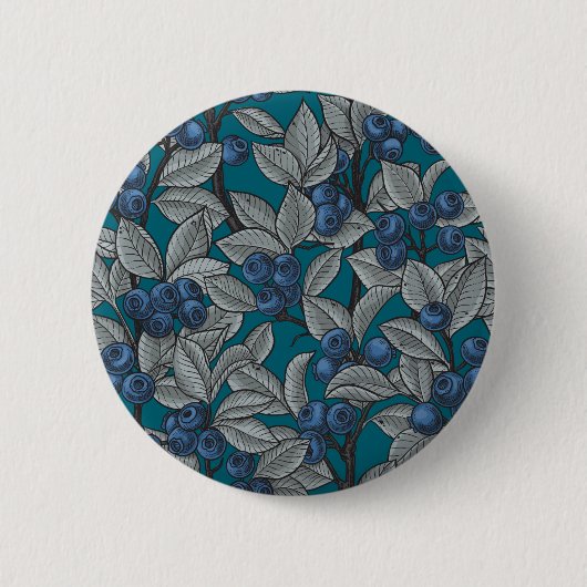 Badge Rond 5 Cm Jardin aux bleuets, bleu et gris (Devant)