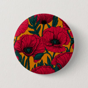 Badge Rond 5 Cm Jardin aux coquelicots rouges