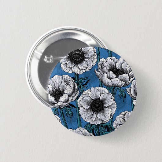Badge Rond 5 Cm Jardin d'anémone blanc (Devant & derrière)