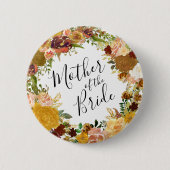 Badge Rond 5 Cm Jardin d'automne Fleur Wreath Mère de la mariée (Devant)