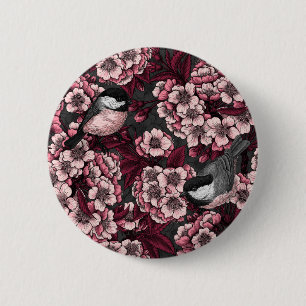 Badge Rond 5 Cm Jardin de cerisier nocturne