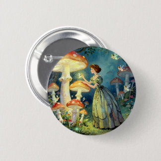 Badge Rond 5 Cm Jardin de champignons géants lumineux