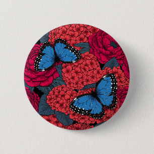 Badge Rond 5 Cm Jardin de morpho bleu