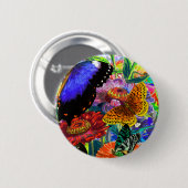 Badge Rond 5 Cm Jardin de papillon (Devant & derrière)