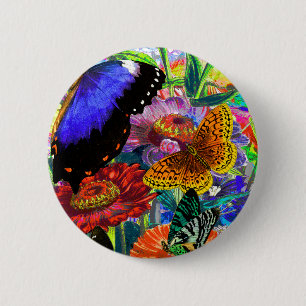 Badge Rond 5 Cm Jardin de papillon