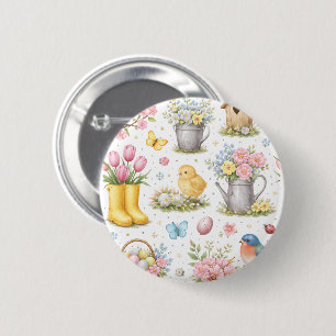 Badge Rond 5 Cm Jardin de printemps Pâques