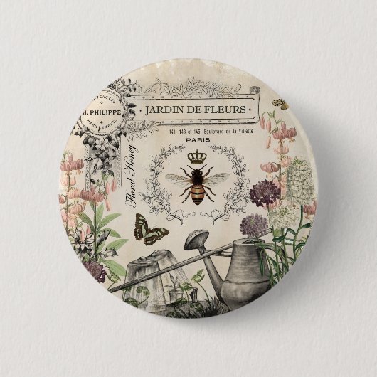 BADGE ROND 5 CM JARDIN DES BEE FRANÇAIS (Devant)