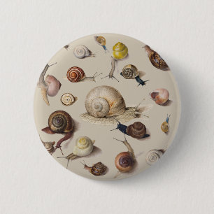 Badge Rond 5 Cm Jardin d'escargots Animaux de compagnie Gastropod 