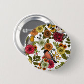 Badge Rond 5 Cm Jardin d'oiseaux et de fleurs 1 (Devant & derrière)