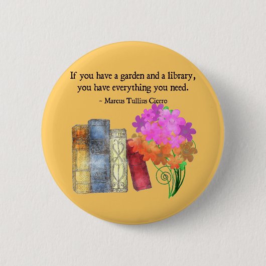 BADGE ROND 5 CM JARDIN ET BIBLIOTHÈQUE (Devant)