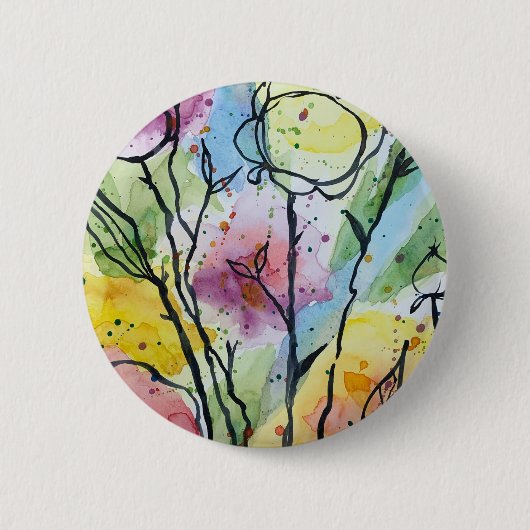 Badge Rond 5 Cm jardin fleuri (Devant)