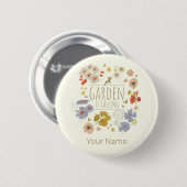 Badge Rond 5 Cm Jardin Fleurs botaniques pour jardiner maman et pa (Devant & derrière)
