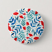 Badge Rond 5 Cm Jardin magique - rouge et turquoise (Devant)