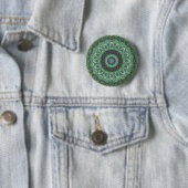 Badge Rond 5 Cm Jardin Vert Mandala Abstrait (En situation)