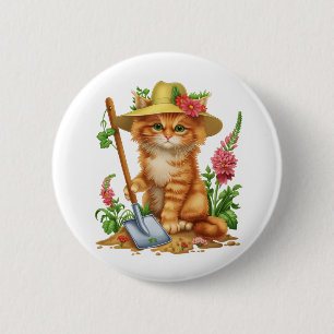 Badge Rond 5 Cm Jardinage avec chats