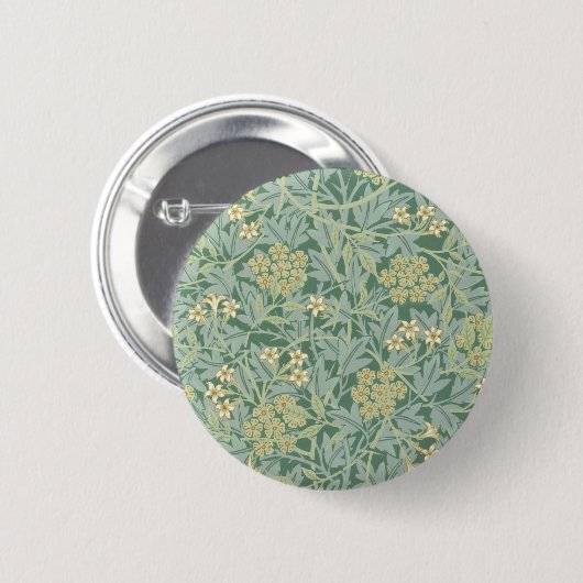 Badge Rond 5 Cm Jasmine jaune vert par William Morris (Devant & derrière)