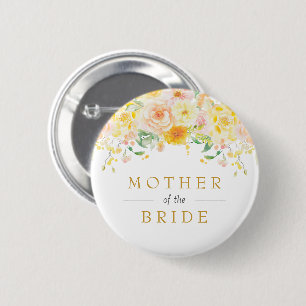 Badge Rond 5 Cm Jaune Beurre Mère de la Mariée Baby Shower