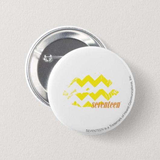 Badge Rond 5 Cm Jaune de zigzag (Devant & derrière)