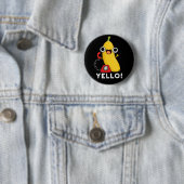 Badge Rond 5 Cm Jaune Fruit Fruit Jaune Banane Pun Dark BG (En situation)