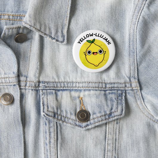 Badge Rond 5 Cm Jaune llujah Funny Pun citron (En situation)