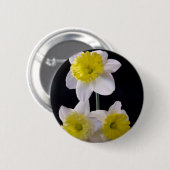 Badge Rond 5 Cm Jaune sur jonquille blanche (Devant & derrière)