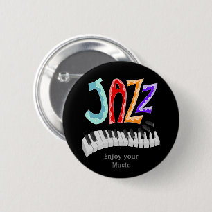 Badge Rond 5 Cm Jazz Lettering Two-Tone Button