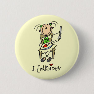Badge Rond 5 Cm Je brode des T-shirts et des cadeaux