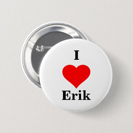 Badge Rond 5 Cm Je coeur Erik Button (Devant & derrière)