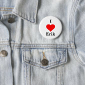 Badge Rond 5 Cm Je coeur Erik Button (En situation)