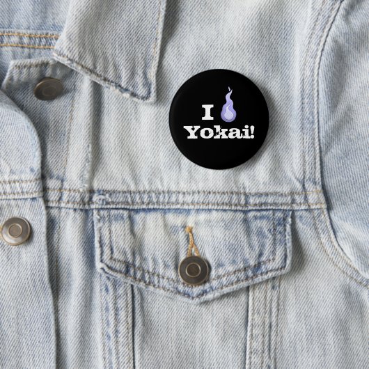 Badge Rond 5 Cm Je Coeur Yokai ! Hitodama Fireball (En situation)