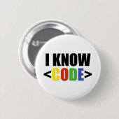 Badge Rond 5 Cm Je connais CODE Drôle Programmeur Codeur Développe (Devant & derrière)