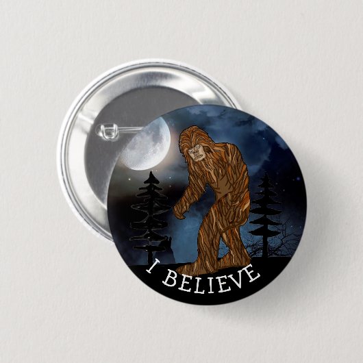 Badge Rond 5 Cm Je Crois, Big Foot Sasquatch (Devant & derrière)