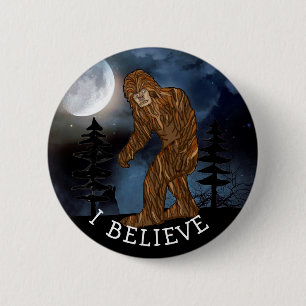 Badge Rond 5 Cm Je Crois, Big Foot Sasquatch