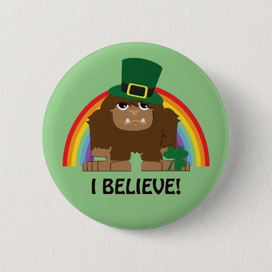 Badge Rond 5 Cm Je Crois ! Leprechaun Bigfoot (Devant)