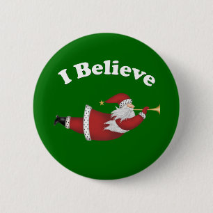 Badge Rond 5 Cm Je crois voler Père Noël