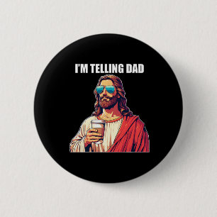 Badge Rond 5 Cm Je dis à Papa T-shirt drôle religieux chrétien Jés
