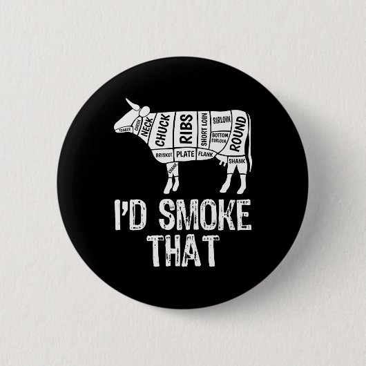 Badge Rond 5 Cm Je fumerais ce barbecue de vache Fumer Grillant M (Devant)