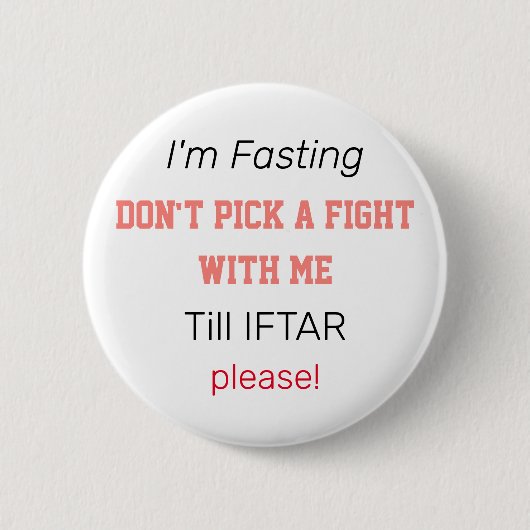 Badge Rond 5 Cm Je jeûne en Ramadan (Devant)