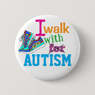 Badge Rond 5 Cm Je marche avec l'autisme - Bouton de sensibilisati