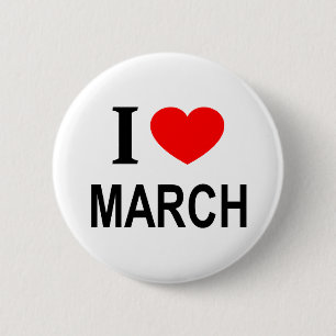 BADGE ROND 5 CM JE ❤️ MARS J'AIME MARS I HEART MARCH