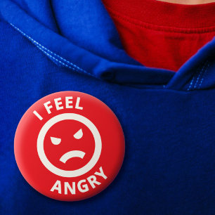 Badge Rond 5 Cm Je Me Sens En Colère Rouge Émoji Face À L'Émotion