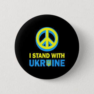 Badge Rond 5 Cm Je me tiens avec la chemise Ukraine Drapeau ukrain