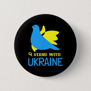 Badge Rond 5 Cm Je me tiens avec la colombe de la paix ukrainienne