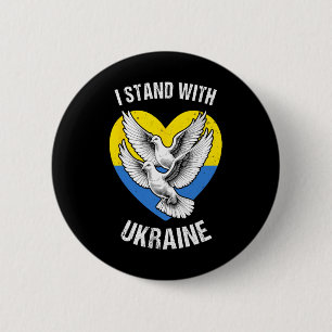 Badge Rond 5 Cm Je me tiens avec le drapeau ukrainien de l'Ukraine