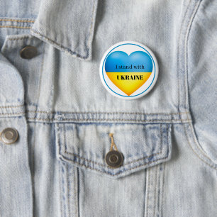 Badge Rond 5 Cm Je me tiens avec l'Ukraine Bouton bleu jaune épin